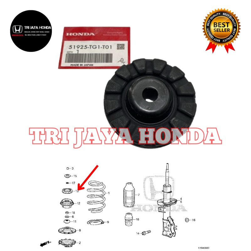 Karet Support Tatakan Atas Shockbreaker Rebound Depan Honda Brio Mobilio BRV 2013 - 2024 51925-TG1-T
