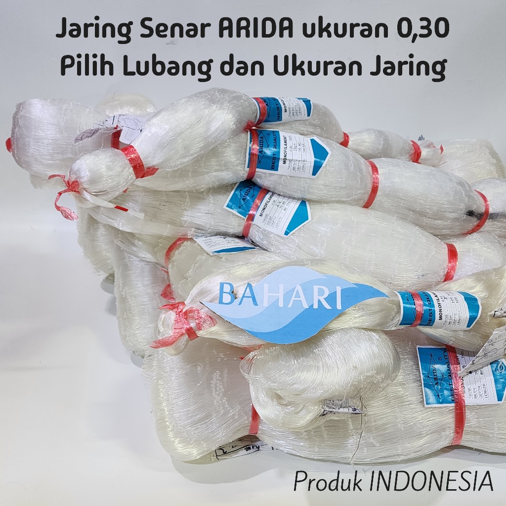 Jaring Ikan Arida Senar 030x2 1/4", 030x4 1/2" - 100/100 tate (Jaring Tasih/Pukat/Monofilament Net S