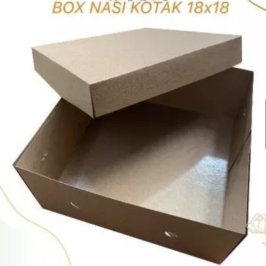 ( 100pcs ) Kotak Dus Ukuran 18x18 20x20 Coklat Non-laminasi / Kardus Nasi / Box Hajatan / Kardus Nas