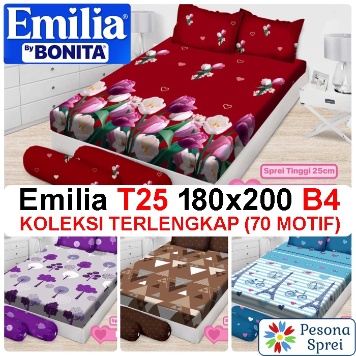 Polkadotts Sprei Bonita 180X200 Emilia Bantal 4 / Sprei Bonita King Emilia Bantal 4 / Seprai Bonita
