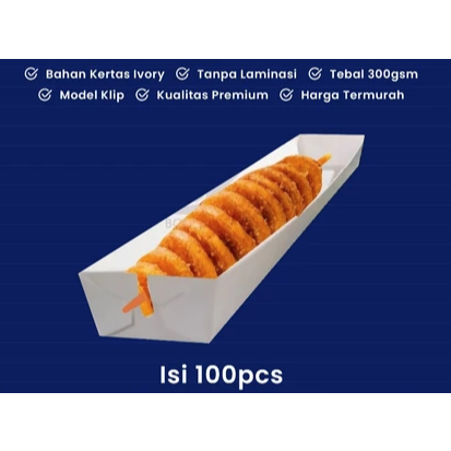 

paket isi 100 Wadah Kertas Box Dus Packing Makanan LONG POTATO