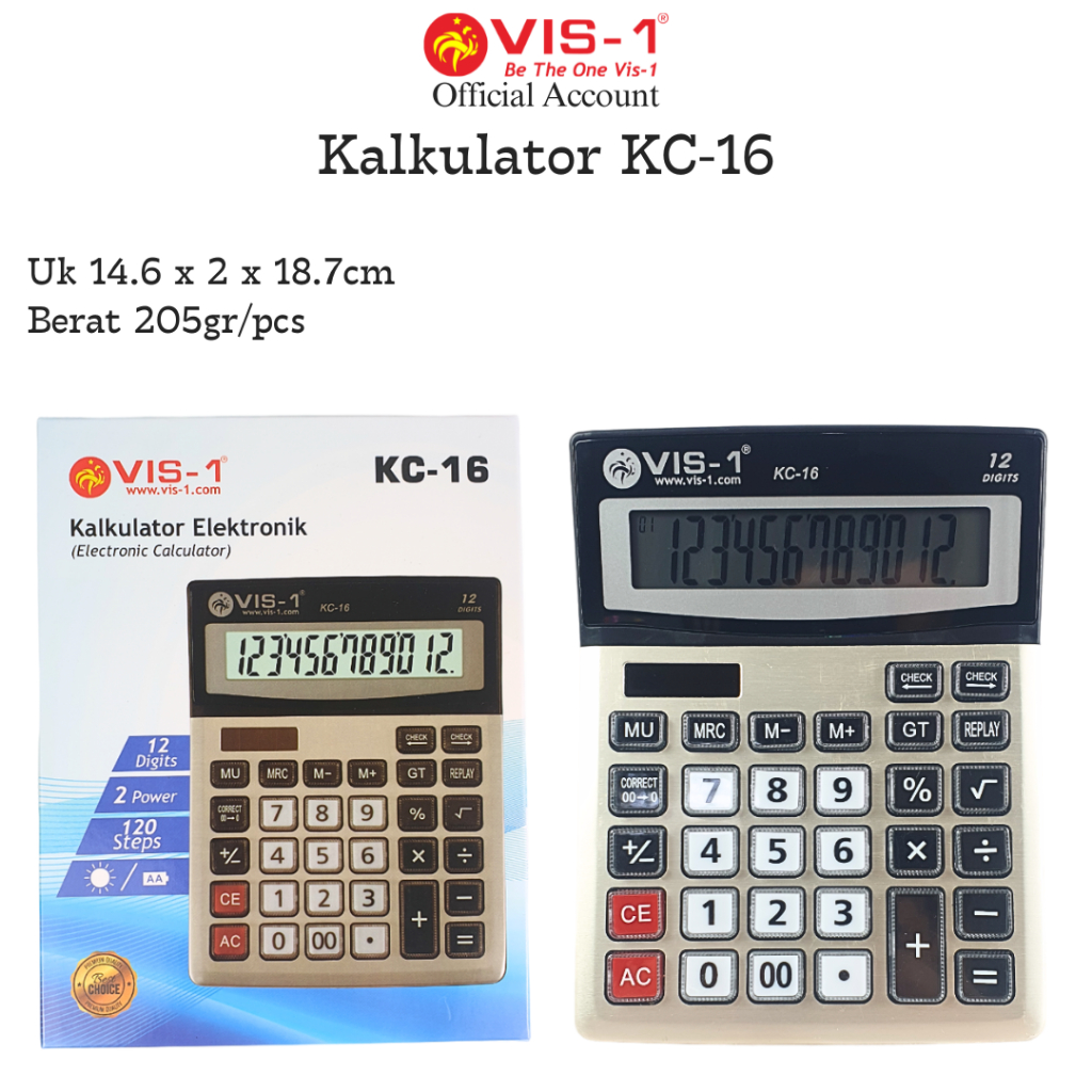 

Kalkulator VIS-1 KC-16 / Kalkulator Digital / Kalkulator 12 digit / Calculator