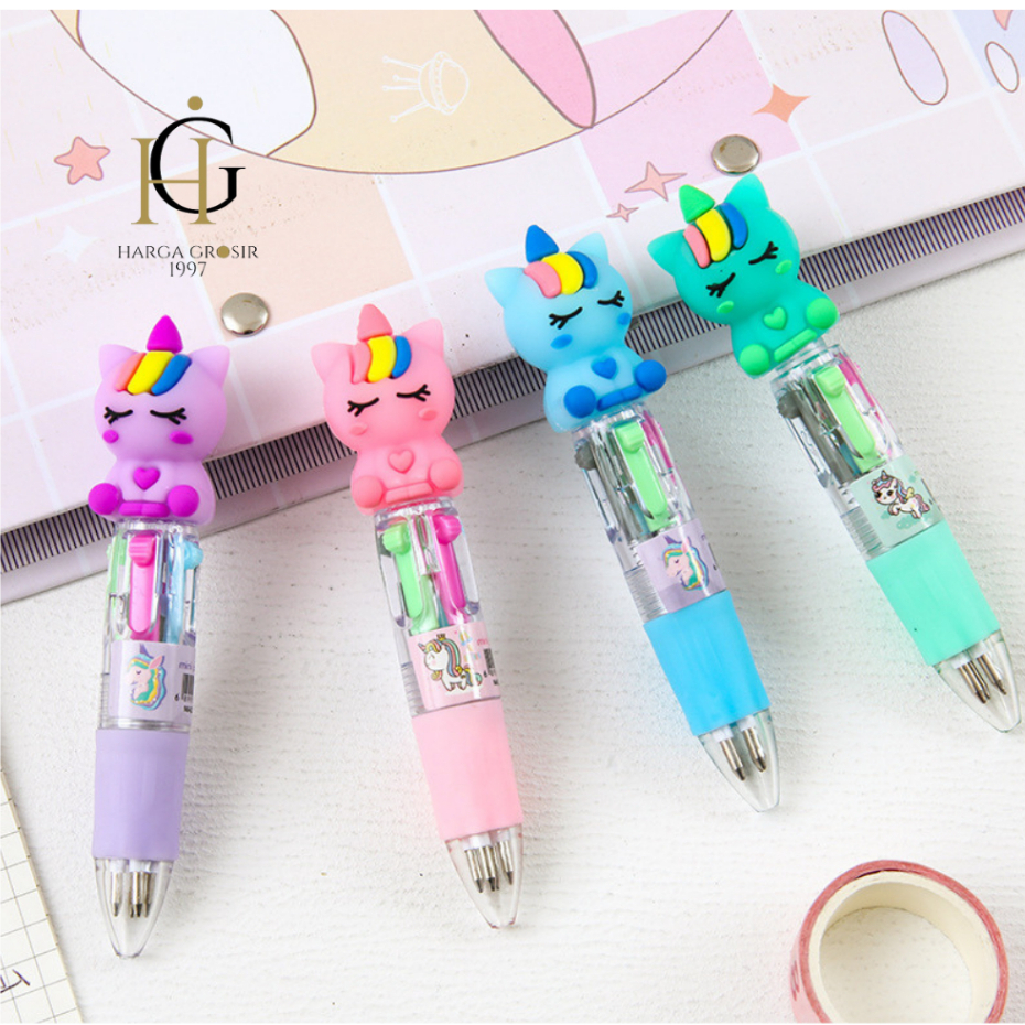 

Pulpen cetek 4 warna mini unicorn duduk / Pulpen pastel unicorn magic pena pen / alat tulis sekolah lucu gambar unicorn kuda