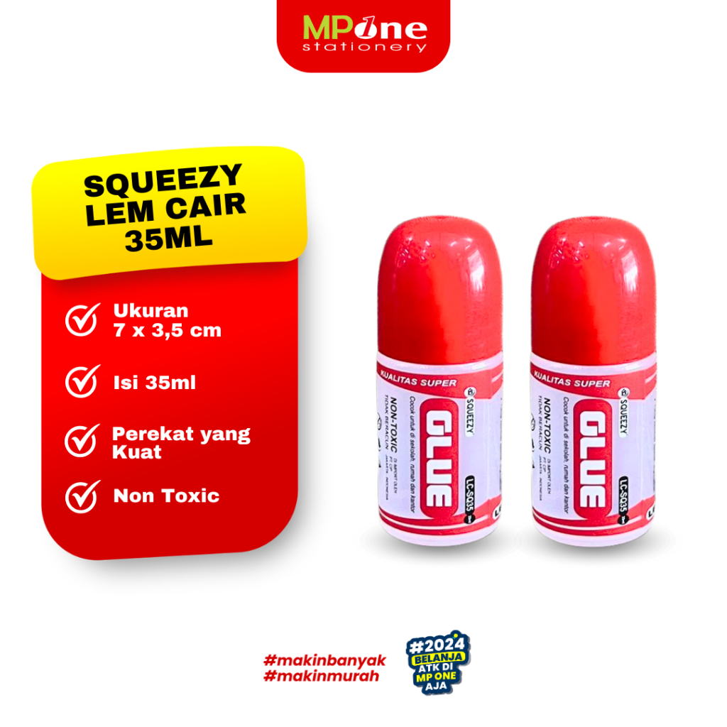

(1 PCS) Squeezy Lem Kertas Cair Isi 35ml LC-SQ35 / Lem Kertas Cair Bening 35ml Squeezy