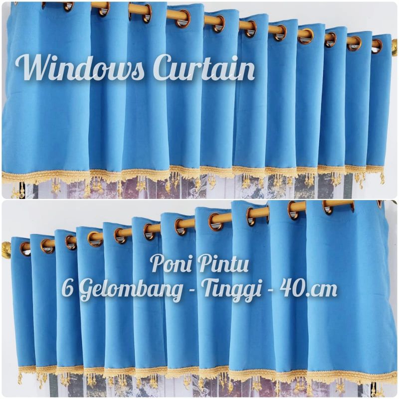 Gorden poni pintu tengah model smokring minimalis bahan blackout polos