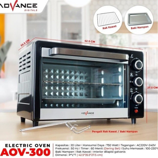 OVEN LISTRIK AOV 300 OVEN ELECTRIC ADVANCE AOV-300 OVEN ADVANCE KAPASITAS 20 LITER