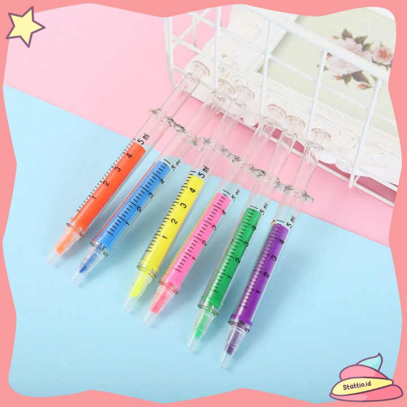 

Highlighter Suntikan Textliner Pen Pena Penanda Jarum Suntik
