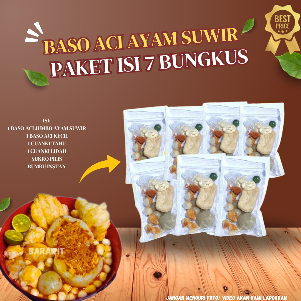 

PAKET BASO ACI JUMBO AYAM SUWIR 7 BUNGKUS MAKANAN INSTAN HEMAR ENAK