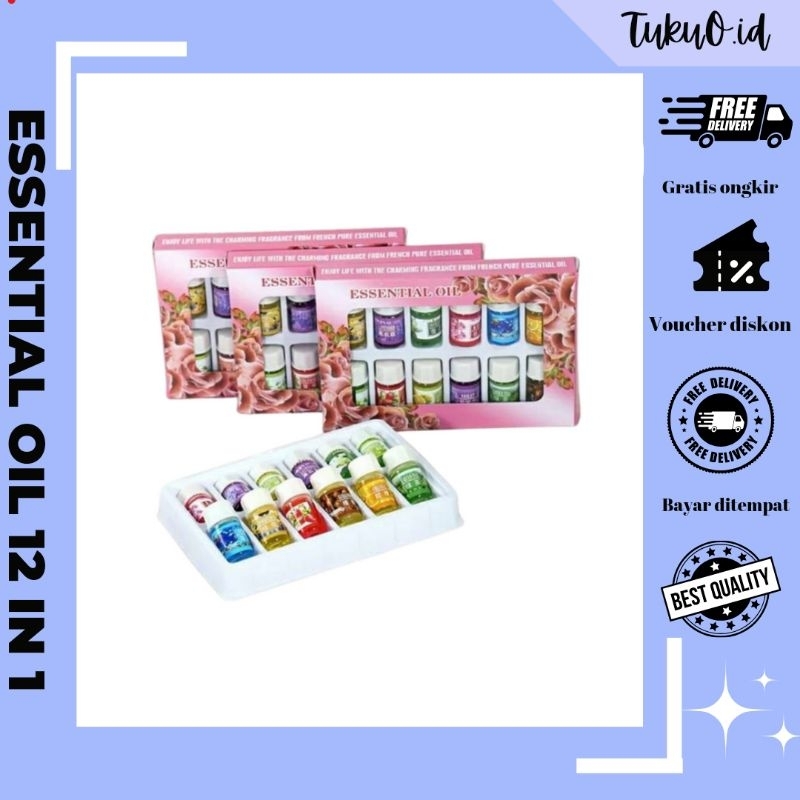 HMS Minyak Aromaterapi Essential Oil Aromatherapy Diffuser Humidifier 3Ml Isi 12 Pcs