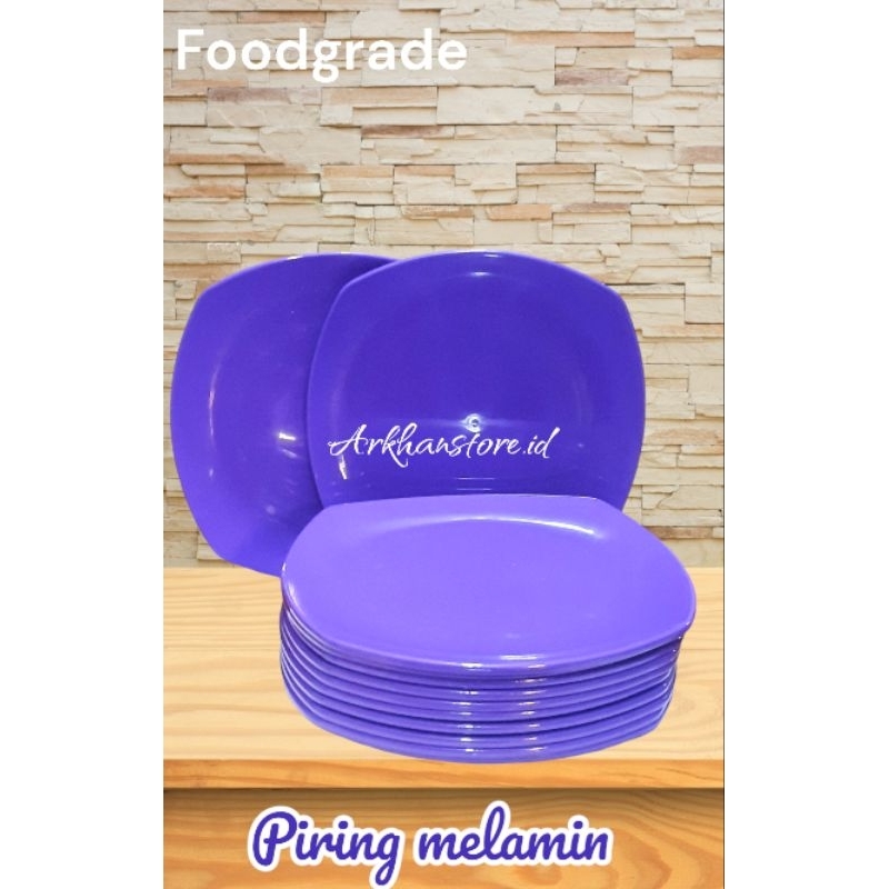 PIRING KOTAK CEPER WARNA UNGU ISI 6 PCS PIRING MELAMIN
