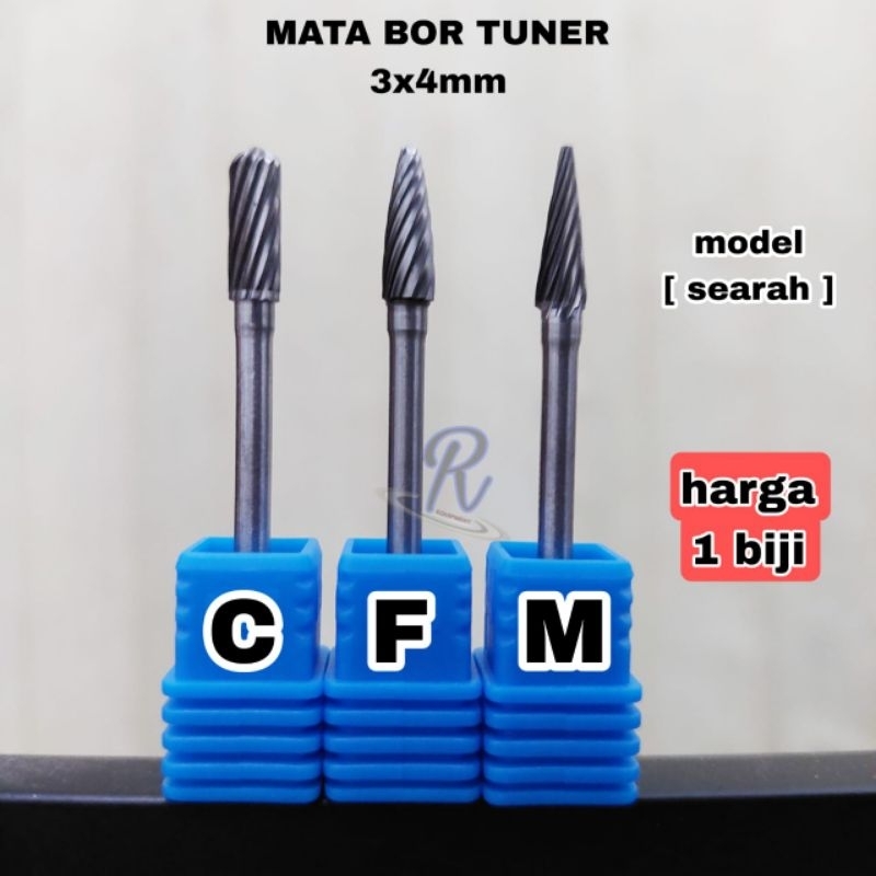 1 biji mata bor tuner 3x4x50mm tungsten carbide as 3mm pendek