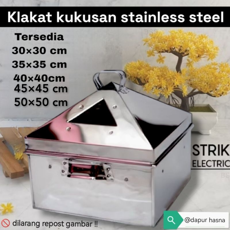 Klakat Kukusan Kotak Persegi Dimsum Bahan Stainless Ukuran 30-50 cm
