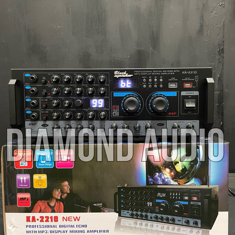 Power Mixer Blackspider Ka2210 Usb Bluetooth 4 Channel Effect Vocal Black Spider Ka 2210 ( Bayar Dit