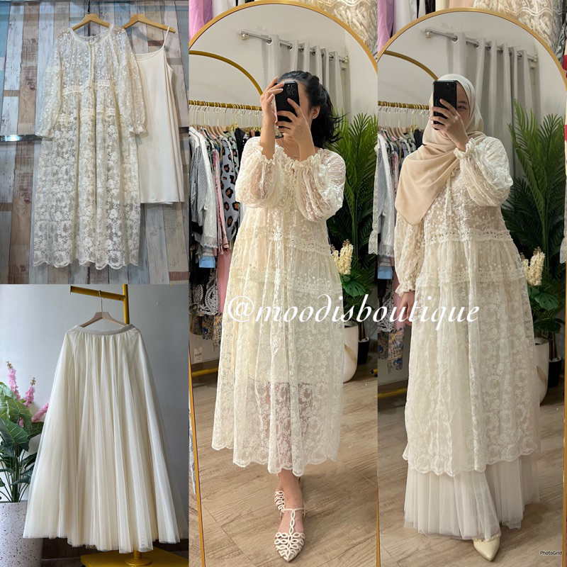 Raya Outer Long Tunik Lace Premium Bisa Beli set maupun terpisah