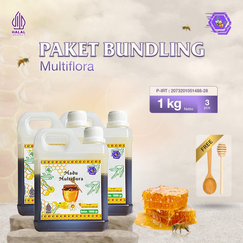

MADU YP76 - MADU ASLI MURNI Paket Bundling 3kg NEKTAR MULTIFLORA dan KALIMANTAN 1Kg (3pcs) SUPER PREMIUM GRADE A 100% Madu Hutan Sumatra Alami Pure Natural Raw Honey Minuman Herbal Premium Kesehatan Meningkatkan Daya Tahan Nutrisi Tubuh