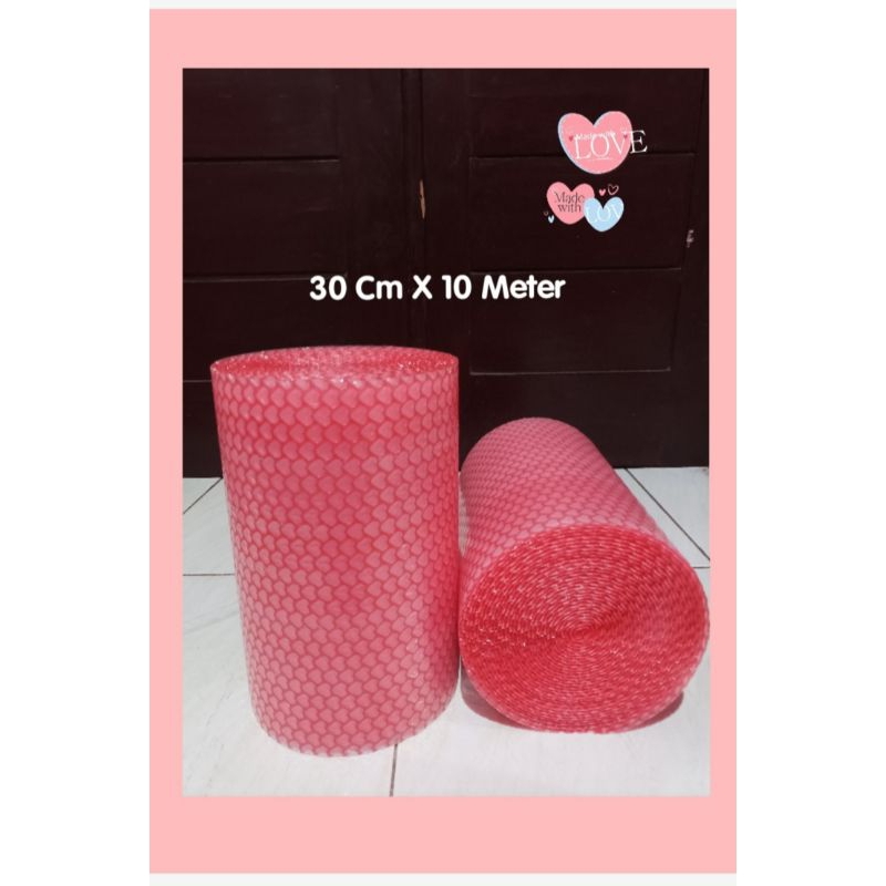 

BUBBLE WRAP PINK LOVE TEBAL SUPER PREMIUM 60 CM X 10 METER