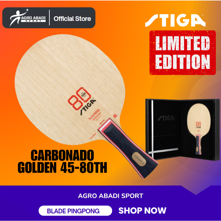Carbonado Golden 45 80th Limited edition /Kayu Blade / bet Pingpong ITTF Original STIGA (FL)