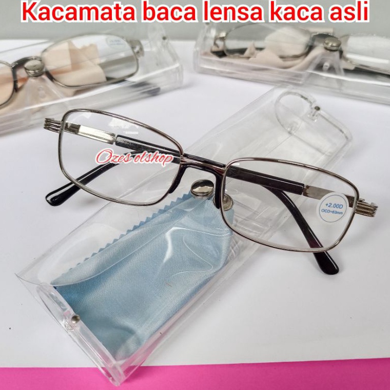 Paling Puas Kacamata baca kacamata plus bahan lensa asli kaca pria wanita