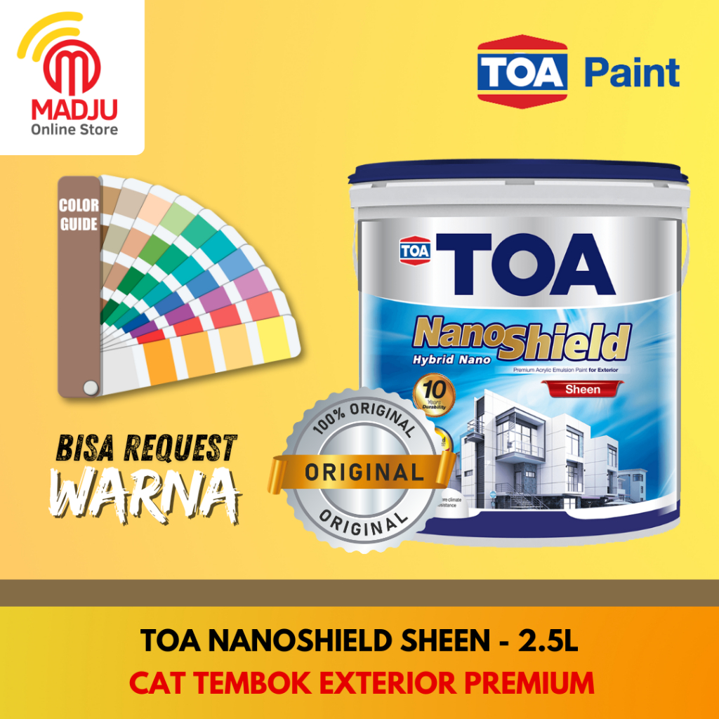 TOA NANOSHIELD SHEEN CAT TEMBOK EXTERIOR KETAHANAN 10 TAHUN UKURAN 2.5 LITER