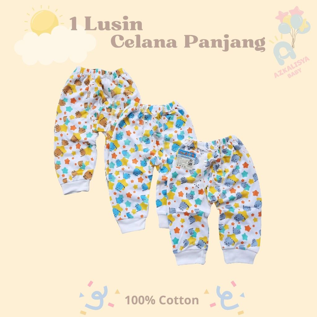 1 Lusin Celana Bayi Panjang Bayi Isi 12 Pcs Celana Panjang Baby Newborn