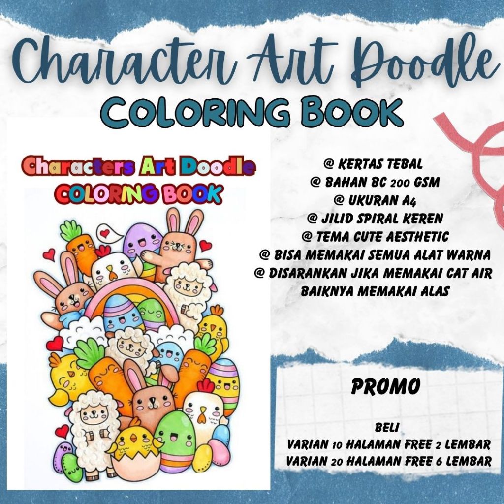 

Coloring Book CHARAKTER ART DOODLE Buku Mewarnai Anak Remaja Dewasa Aesthetic Relaxing Kertas Tebal