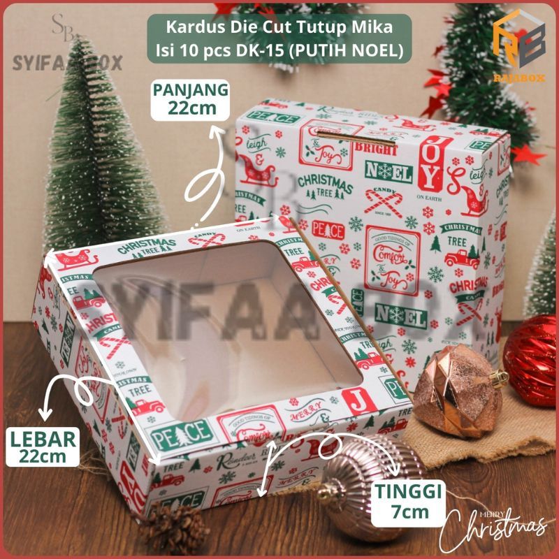 

( 10 pcs ) Kardus Kotak Kue Cake Natal Dus Pudding Packaging Hampers Merry Christmas 22x22x7 cm