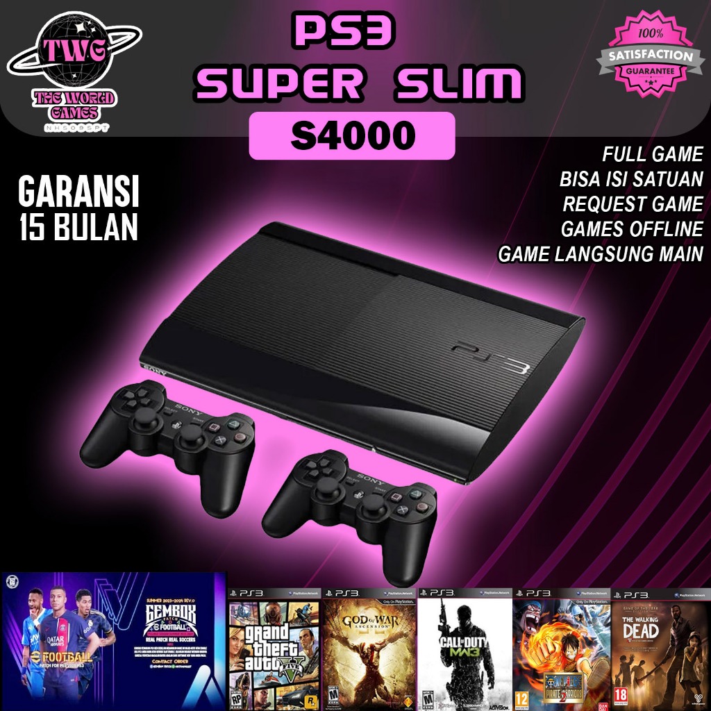 PS3 PS 3 SUPER SLIM 4XXX HEN FREE FULL GAME 160GB -500GB 2 STICK OP