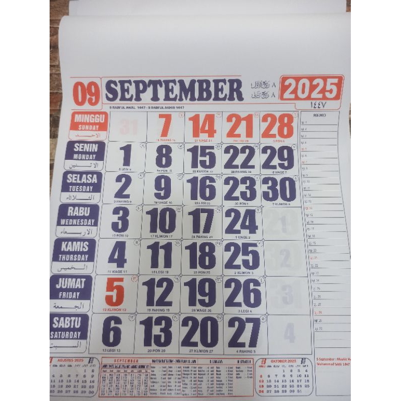 

kalender angka jumbo 2025/ kalender kerja ukuran standar