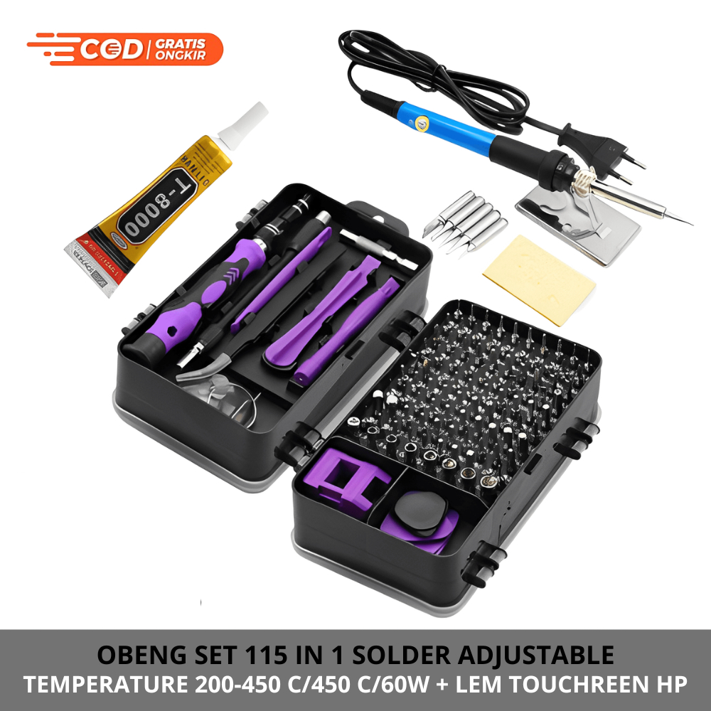 Obeng HP Set 115 in 1 Torx Kunci Set Alat Service | obeng set 115 in 1 | solder listrik set lengkap