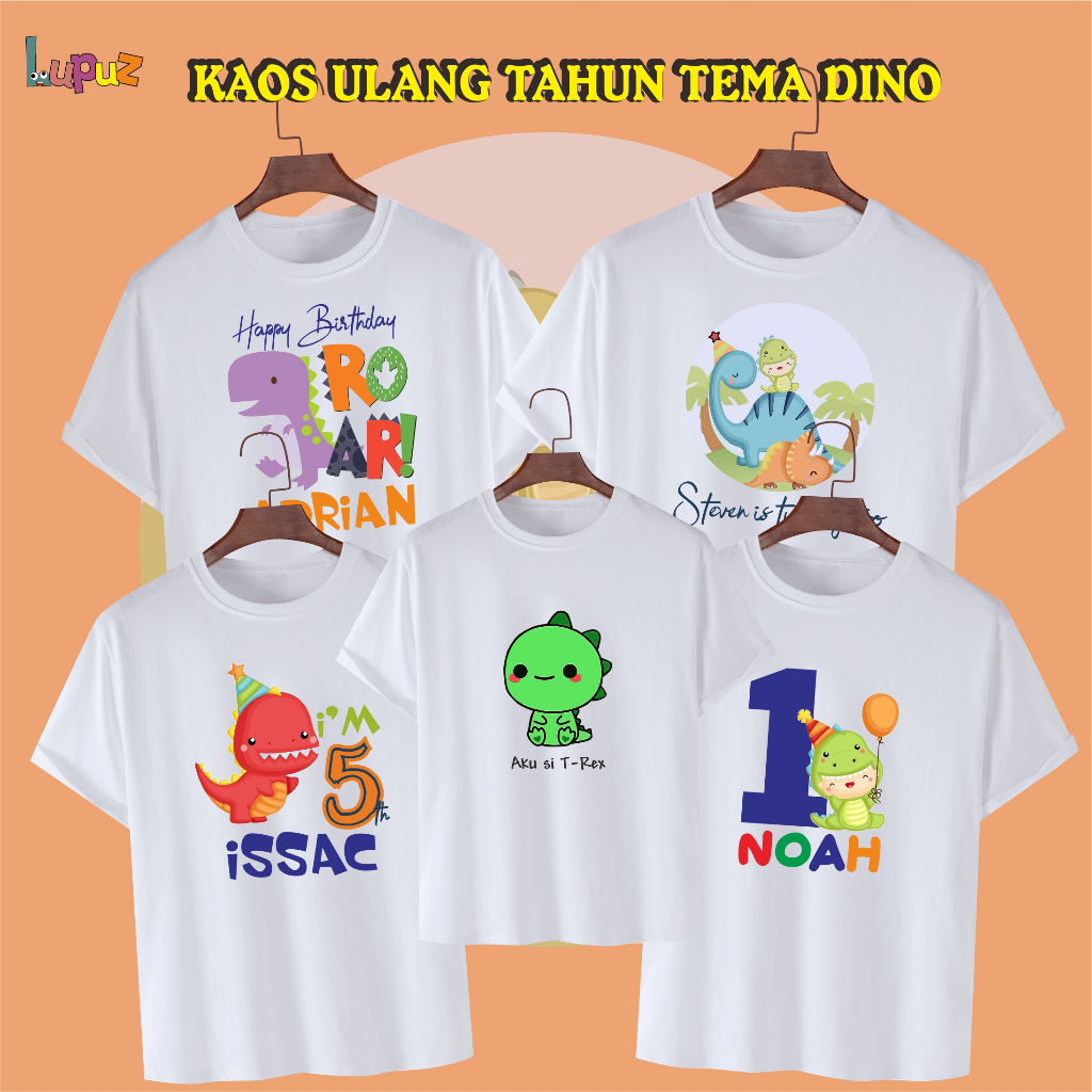 KAOS ULANG TAHUN DINOSAURUS/KAOS ULANG TAHUN CUSTOM/KAOS DINOSAURUS ANAK/ KAOS COUPLE DINOSAURUS/ KA