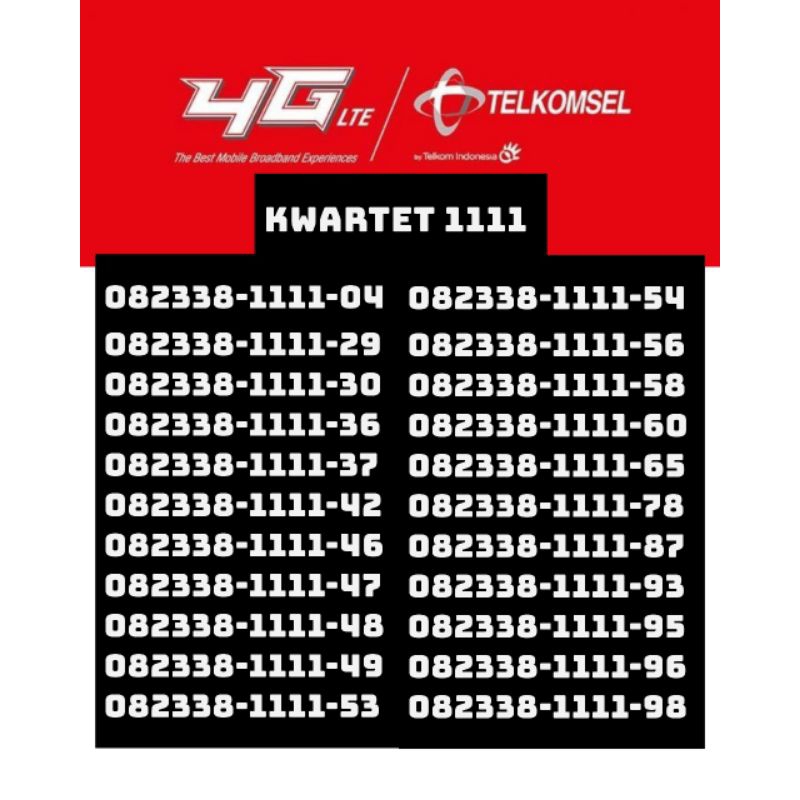 TELKOMSEL KWARTET 1111 NOCAN NOMOR CANTIK NOMOR BAGUS NOMOR RAPI NOMOR KONTAK PRIBADI MURAH