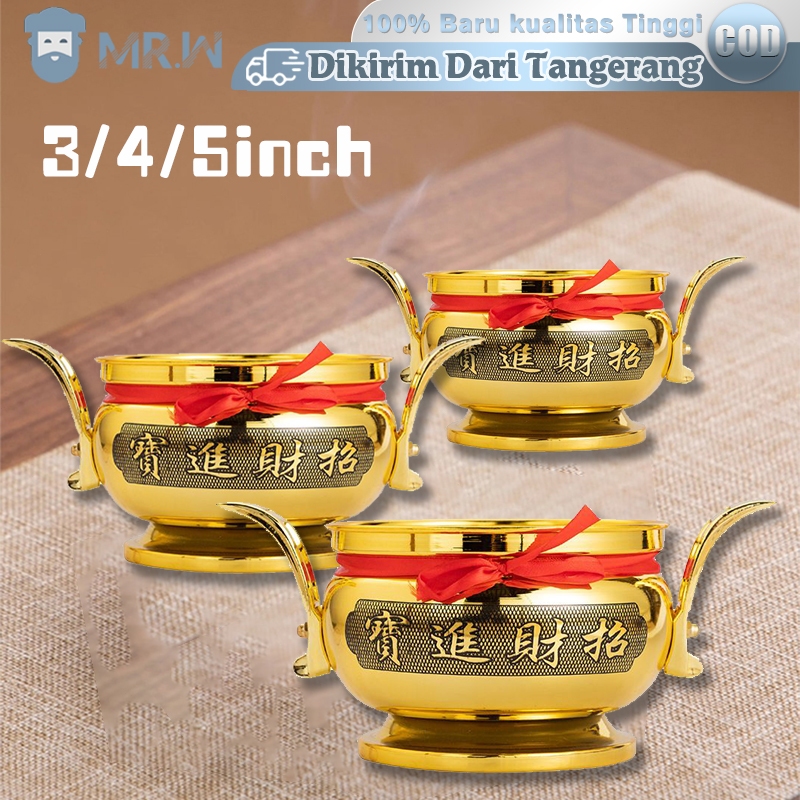 3/4/5inch Tempat Hio Dupa Logam Hiolo Tempat Dupa Emas Tempat Hio Cina Feng Shui Tempat Bakar Dupa