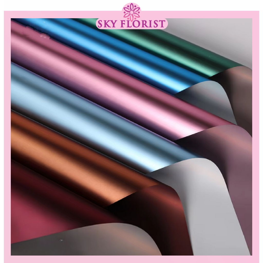 

Flower Wrapping Paper Bi Color Hologram Cellophane Kertas Buket Motif Dua Warna Bouquet Florist Ecer KB6050