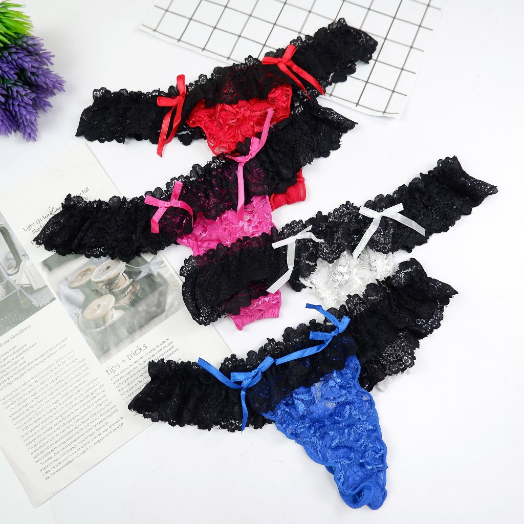 Sylle - Celana Dalam Wanita Renda Sexy Transparan G String Thong Lingerie Berkualitas CD 023