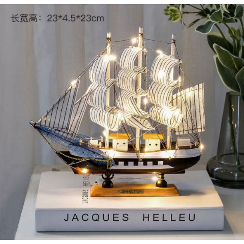miniatur kapal + lampu LED