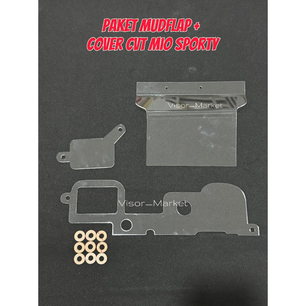 PAKET MUDFLAP MIO SPORTY + COVER CVT MIO SPORTY BAHAN AKRILIK PENAHAN LUMPUR DAN COVER CVT MIO SPORT