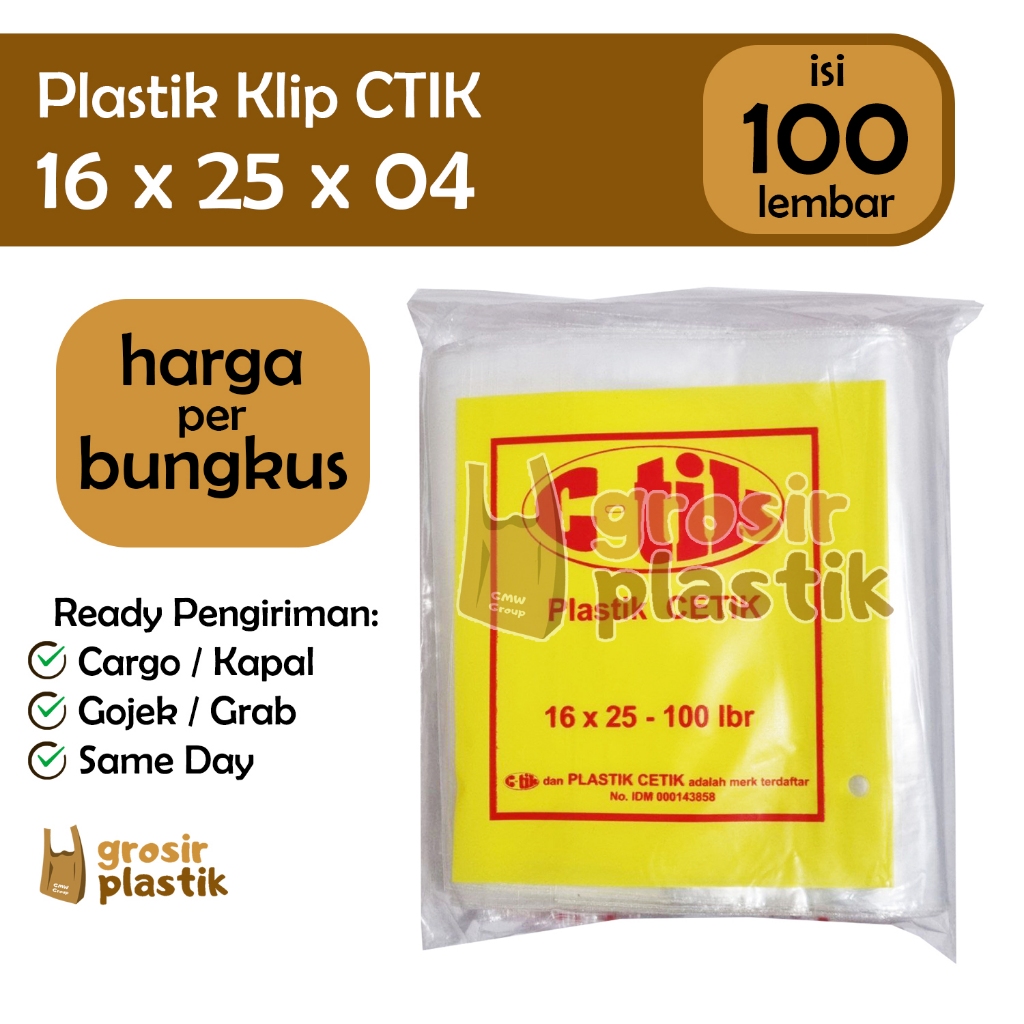 

M115 Plastik Klip 16x25x04 CTIK isi 100 lbr Cetik Tebal - Grosir Plastik