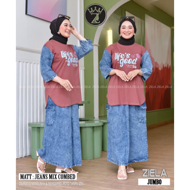 ONE SET ROK//SET ROK JEANS MIX COMBED//SET ROK JEANS BY ZIELA COLECTION