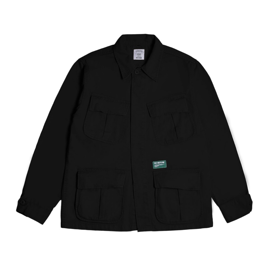 Pot Meets Pop Jaket - SoundSystem Oz Army Slanted Pocket Black Fw23 - Jacket