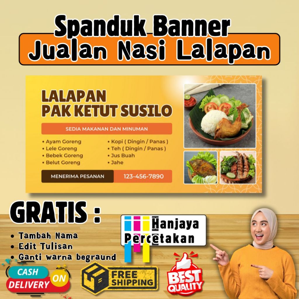 PERCETAKAN - SPANDUK JUALAN NASI LALAPAN | BANNER JUALAN MAKANAN