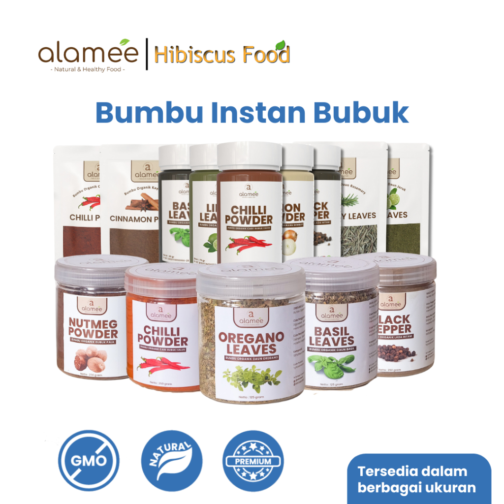 

ALAMEE Bumbu Dapur Bubuk Lengkap Bawang Bombay Lada Hitam Powder Organik Praktis Siap Pakai