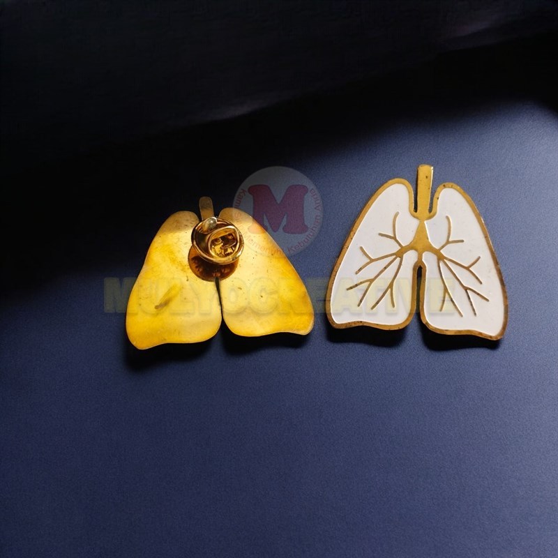 Pin Enamel Paru-Paru Pin Enamel Lungs Pin Enamel Bahan Kuningan