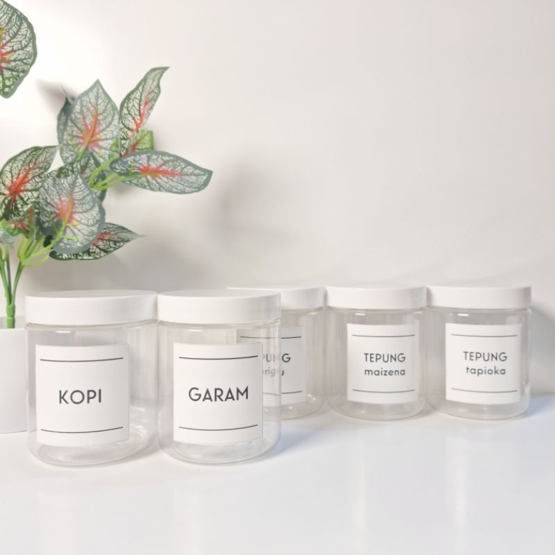 Toples Bumbu Dapur 500ml Warna Putih Bahan Plastik Kemasan Minimalis