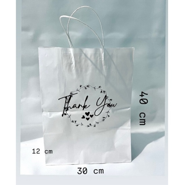 

PAPER BAG PUTIH SABLON TULISAN THANK YOU 40x12x30 CM