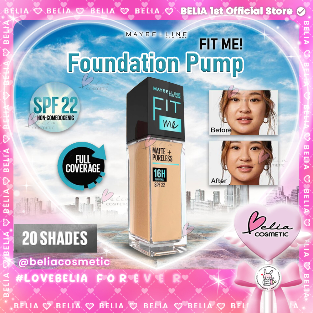 ❤ BELIA ❤ MAYBELLINE Fit Me Matte + Poreless Liquid Foundation 30ml | High Cover 16 Jam Oil Control