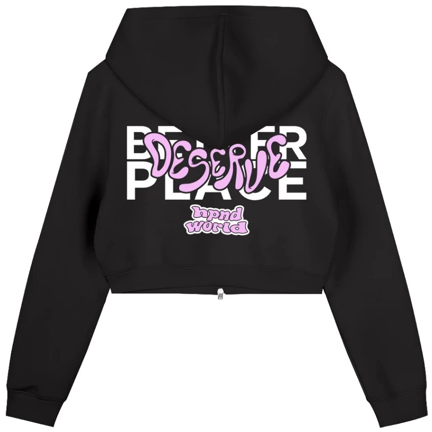 Pearl Haven - Sweatshirt Hoodie Zipper Crop top DESERVED wanita resleting lengan panjang cewek