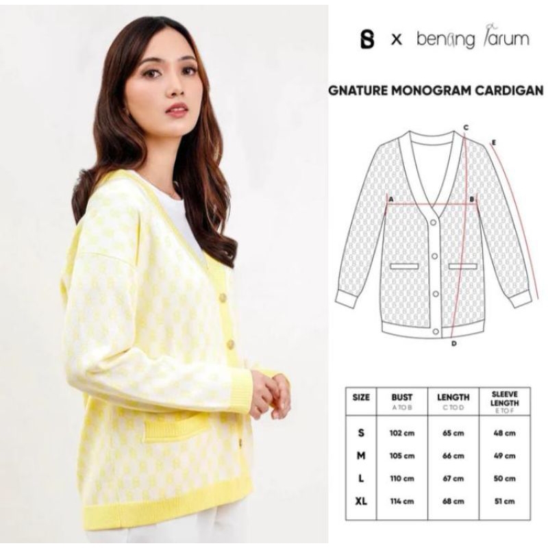 Buttonscarves - Signature Monogram Cardigan - Milkshake