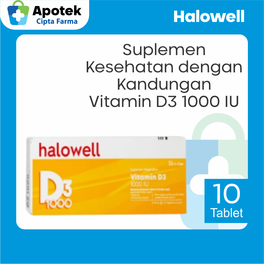 Halowell D3 1000 IU Tablet Vit D 100 IU Vit D3 1000IU Vitamin D 1000 IU Vitamin D3 1000 IU Suplemen 