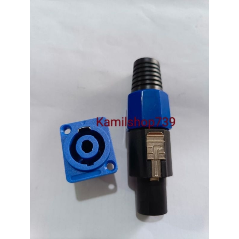 Jack soket spicon biru / jek speakon speaker biru male dan female