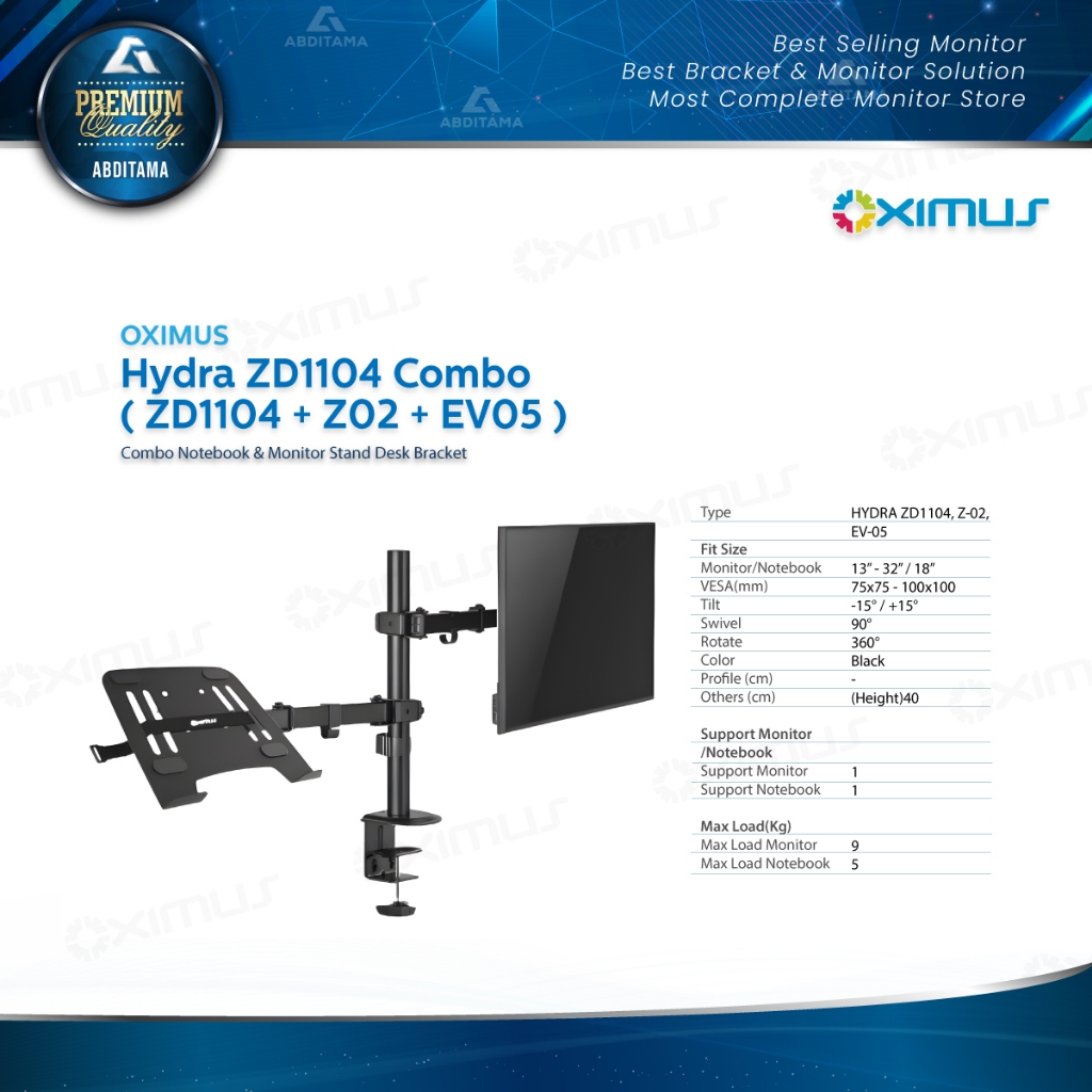 Bracket Laptop Notebook Monitor Combo Oximus ZD1104 Dual Combo